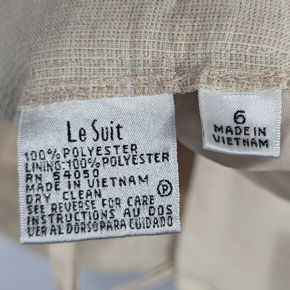 Le Suit Womens 6 2pc Skirt Suit Beige Textured Career Work NWT Jacket Skirt Set - Picture 7 of 7